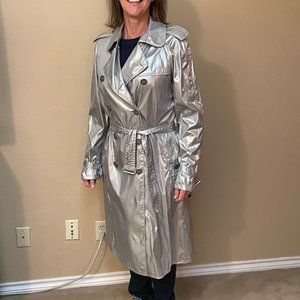 Silver Burberry Trench Coat size 10 US